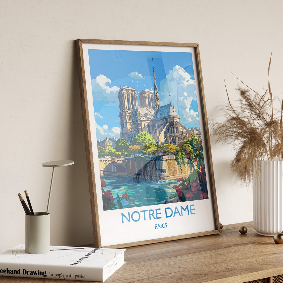 Notre Dame Paris Gothic Cathedral River Seine View Travel Print - Image 2