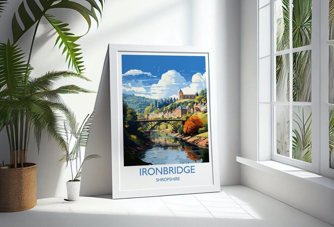 Ironbridge Shropshire Riverside Town Iron Bridge Vintage Poster - Image 3