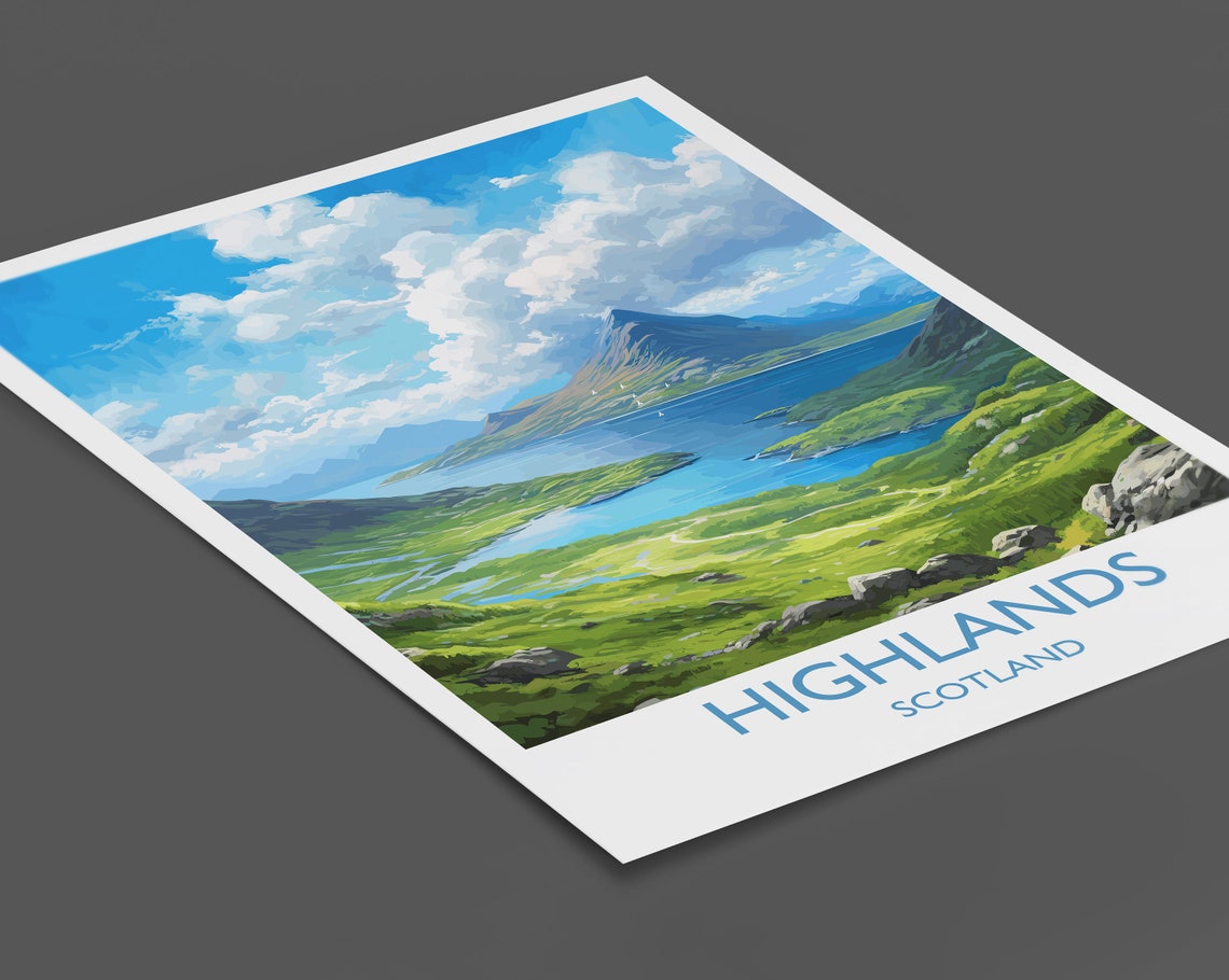 Scottish Highlands Mountain Loch Rugged Scenery Travel Poster - Image 2