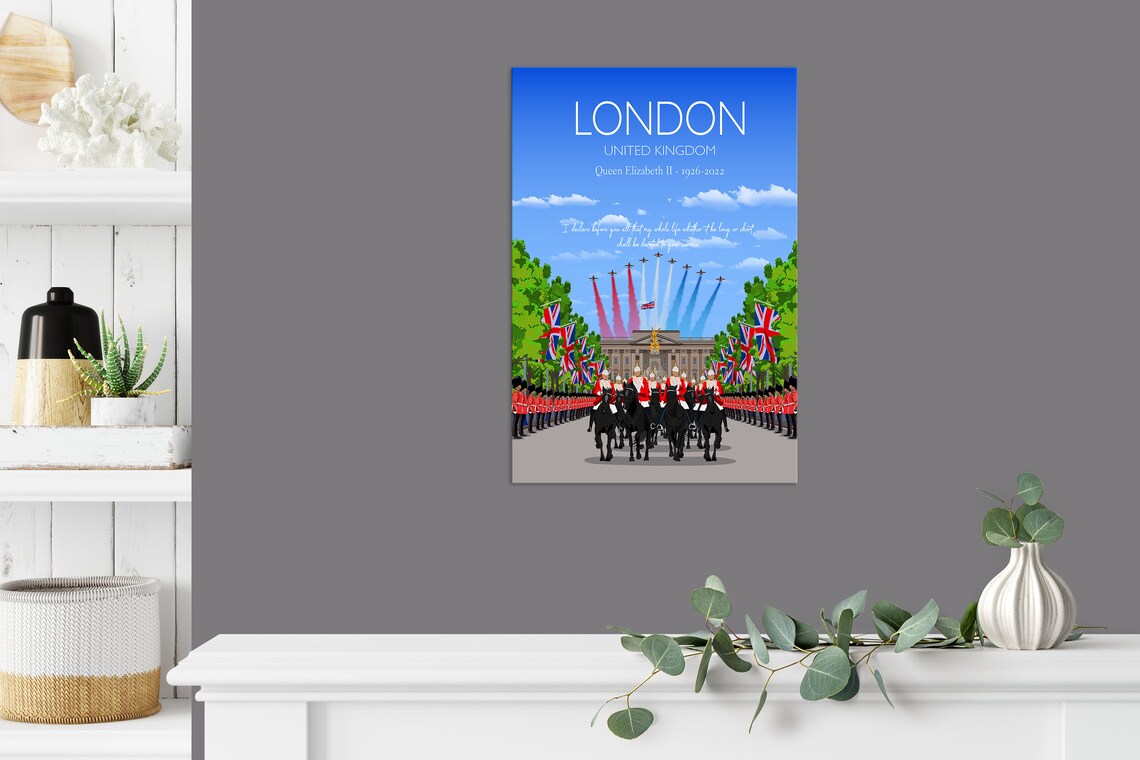 Queen Elizabeth II Memorial London Travel Poster - Image 3