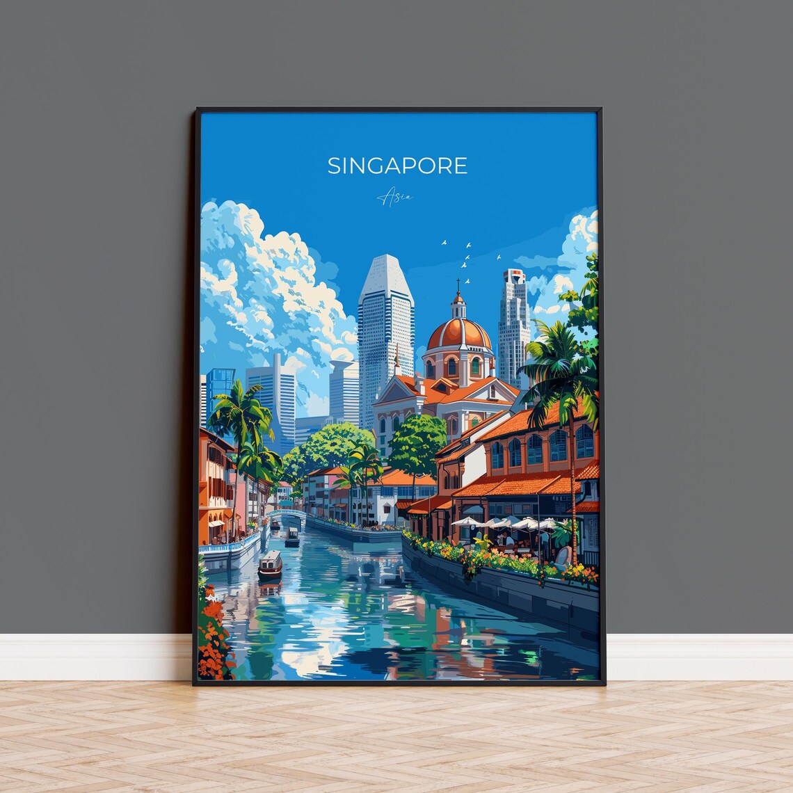 Singapore Travel Poster Travel Print Of Singapore Singapore Wall Art Lovers Gift Singapore Art