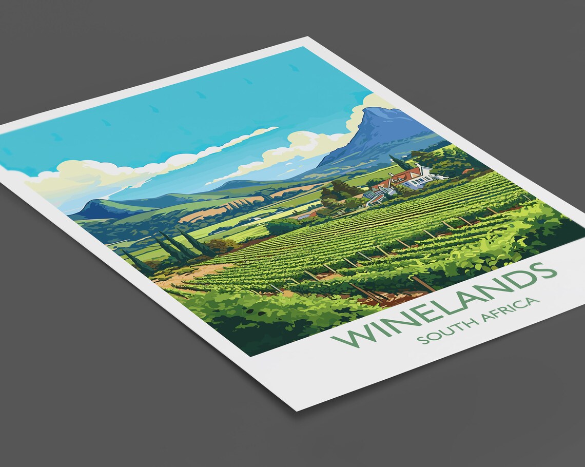 Winelands Travel Poster, South Africa Wine Region - Image 2
