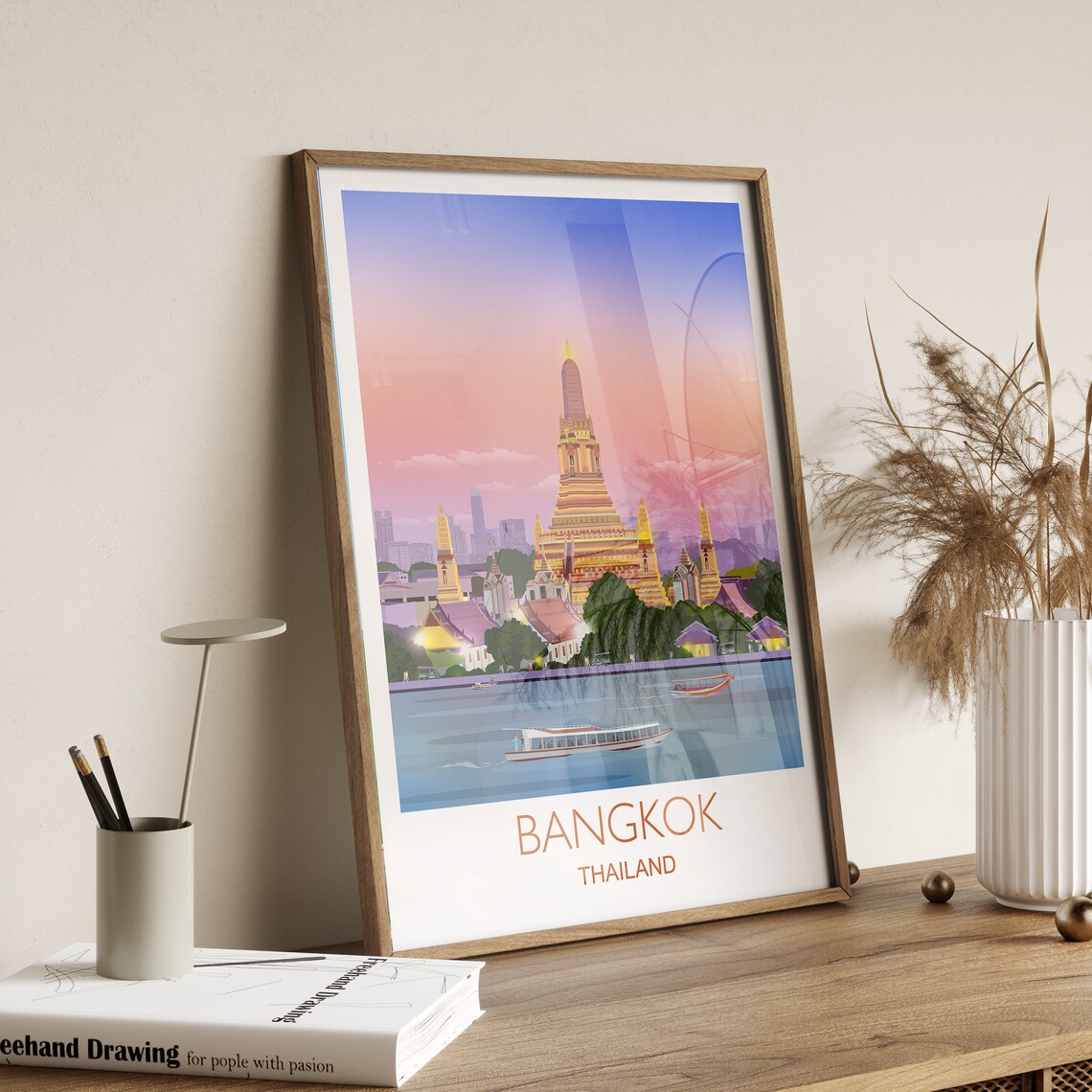 Bangkok Thailand Travel Poster, Cityscape Art Print - Image 5