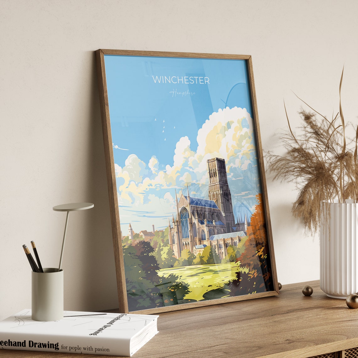 Winchester Travel Poster Wall Art Travel Print Of Winchester England Hampshire Art Lovers Gift English Countryside - Image 2