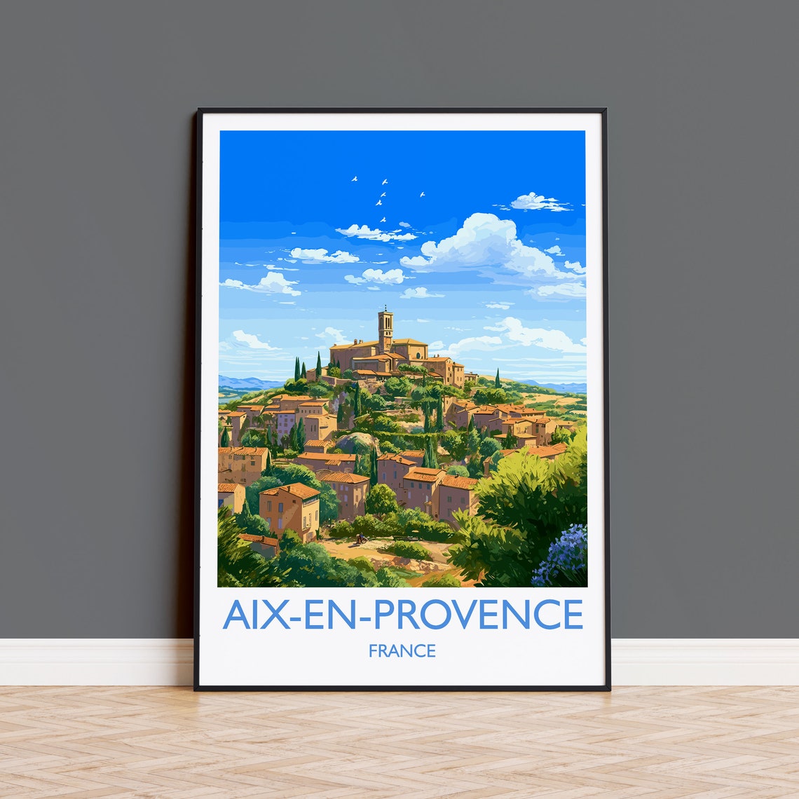 Aix En Provence France Hilltop Old Town Provence Scenery Art Poster