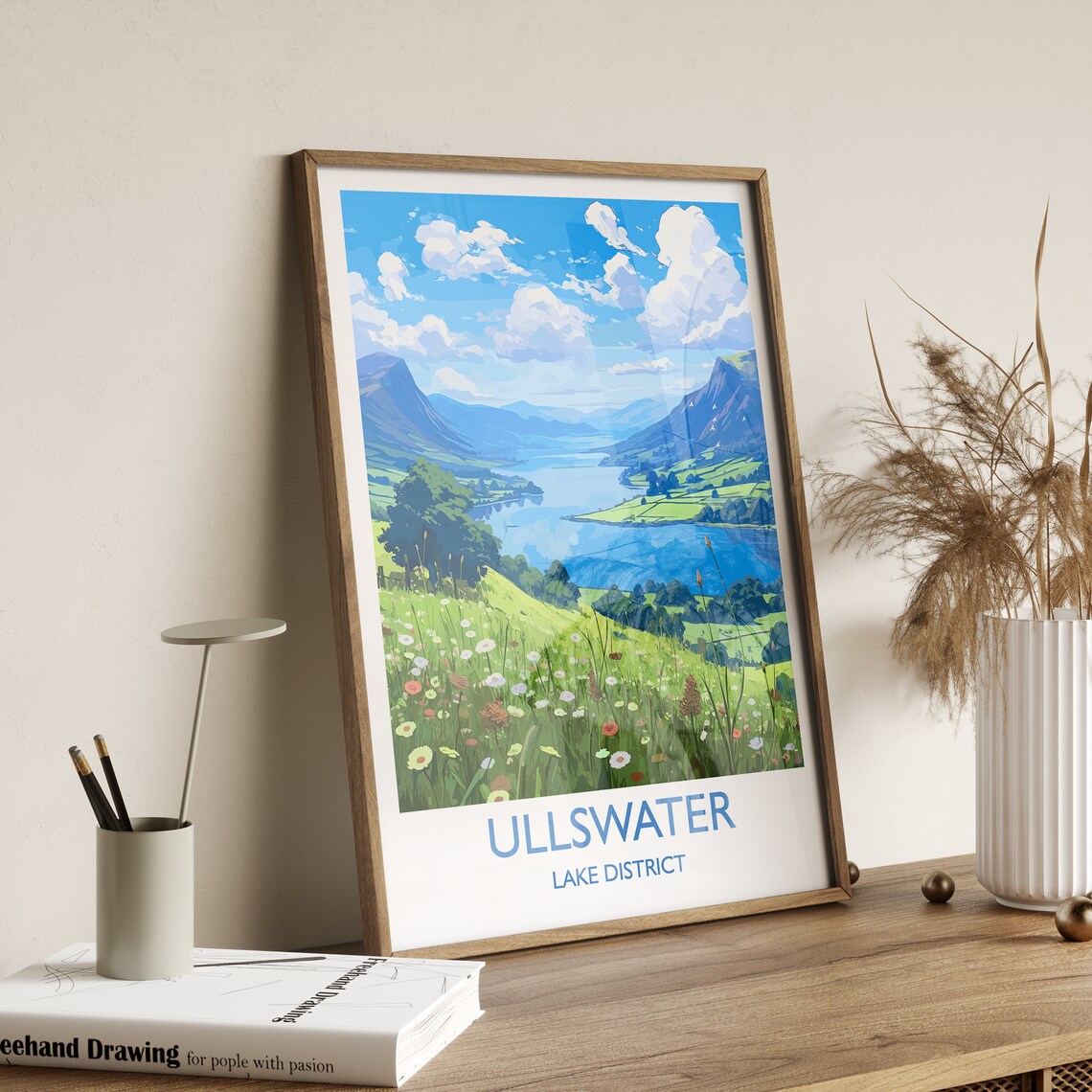 Ullswater Travel Poster, Cumbria England Art Print - Image 3
