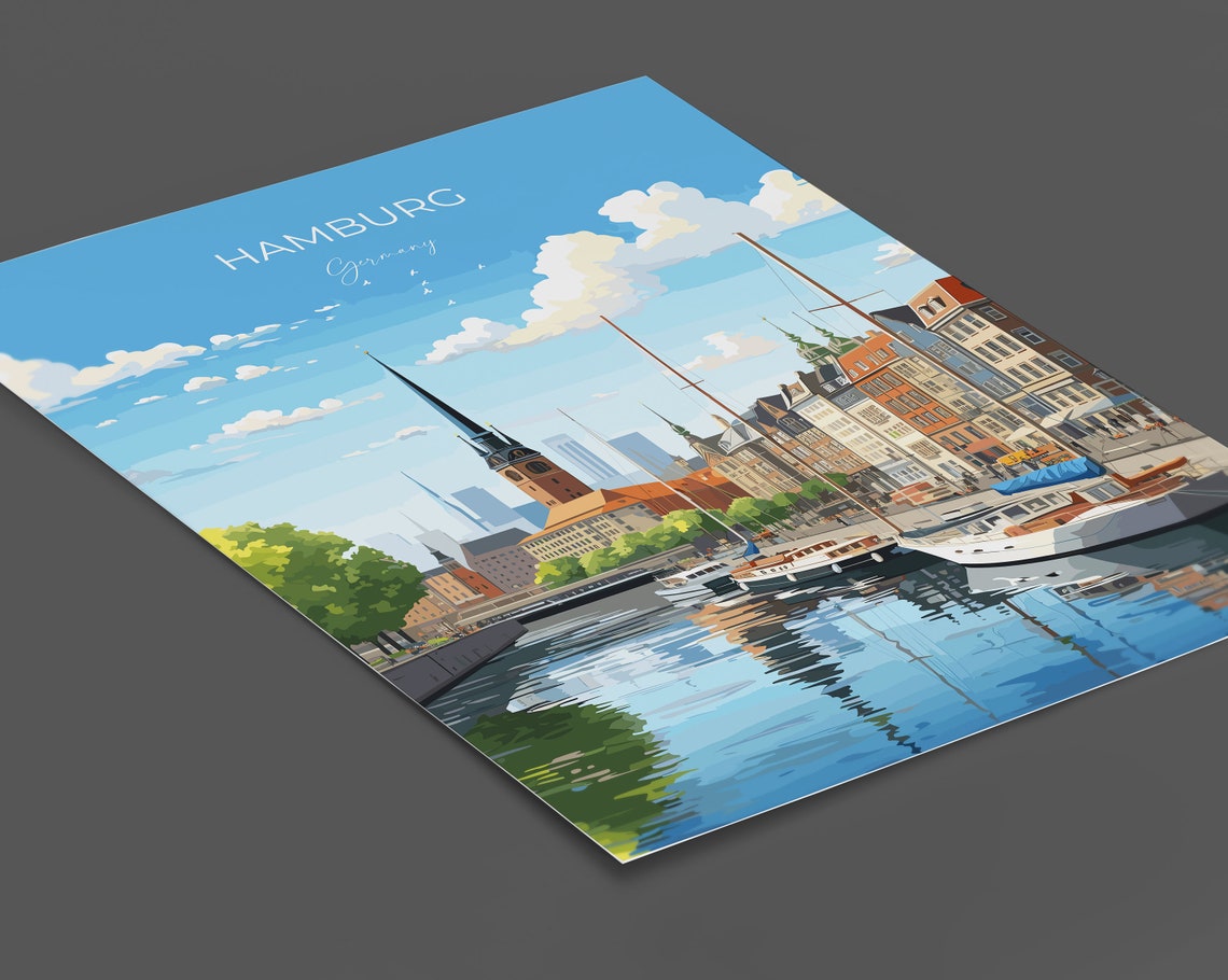 Hamburg Travel Print Wall Art Travel Poster Of Hamburg Hamburg Gift Art Germany Wall Decor Art Travel Gift - Image 2