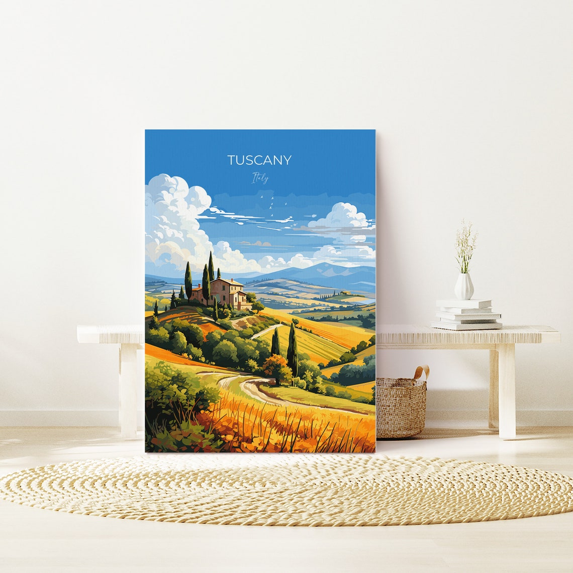 Tuscany Italy Golden Wheat Fields Villa Cypress Hills Travel Poster - Image 2