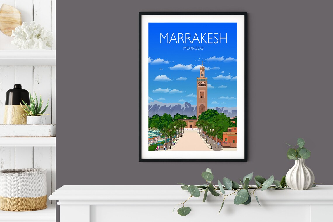 Marrakesh Koutoubia Minaret Market Square Morocco Travel Poster - Image 5