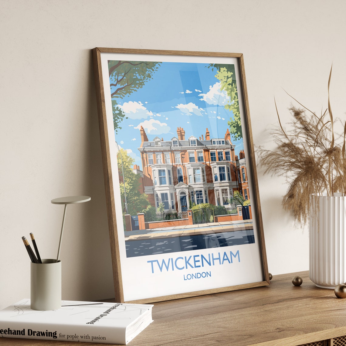 Twickenham London Red Brick Victorian Villa Street Travel Poster - Image 2