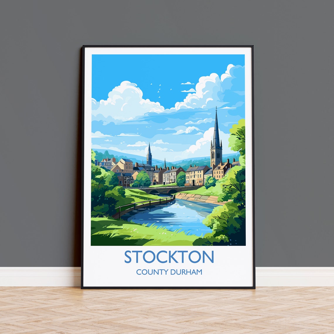 Stockton Print Travel Wall Art Travel Poster Of Stockton On Tees Stockton Art Print County Durham Wall Print Stockton Gift