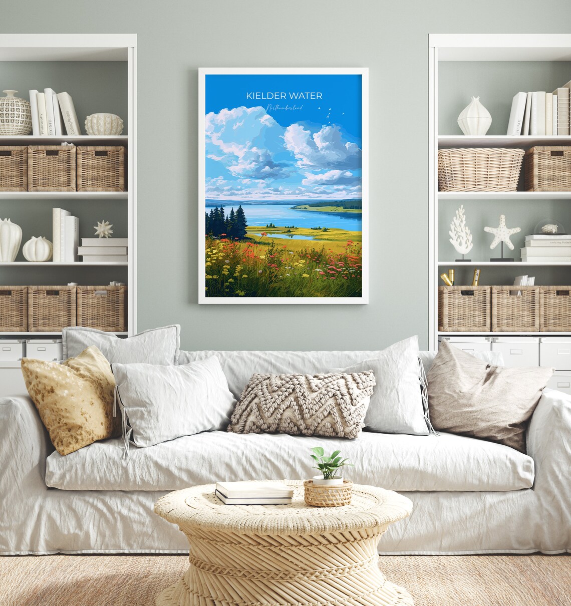 Kielder Water Northumberland Lake Pines Sky Scene Travel Poster - Image 4