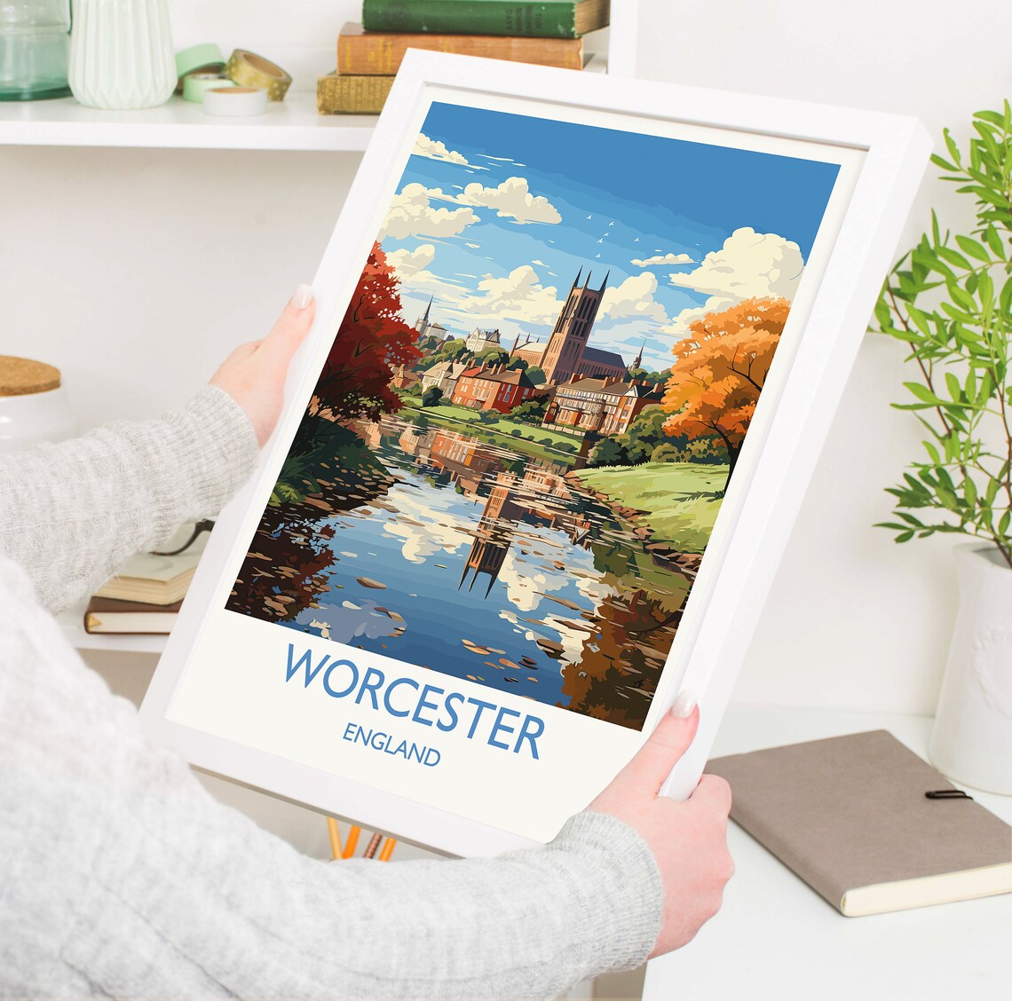 Worcester Travel Poster, England Countryside Art - Image 5