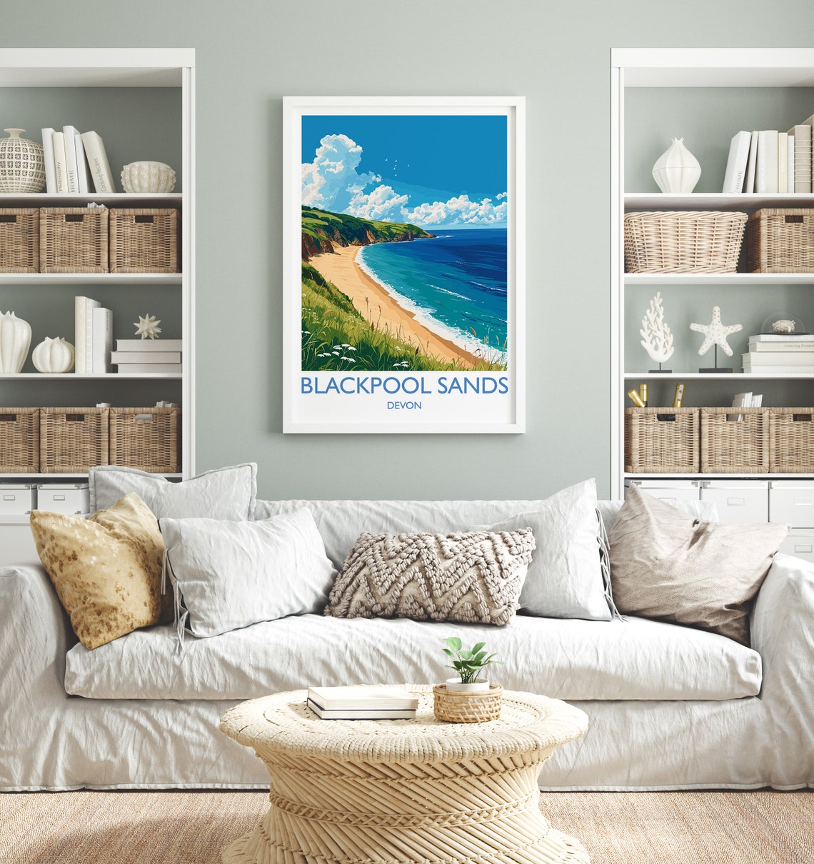 Blackpool Sands Devon Turquoise Cove Green Cliffs Beach Poster - Image 4