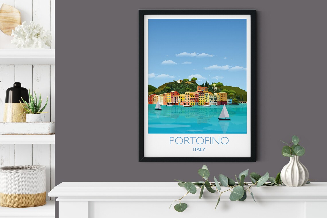 Portofino Italy Harbor Travel Poster of Colorful Village Waterfront - Image 3