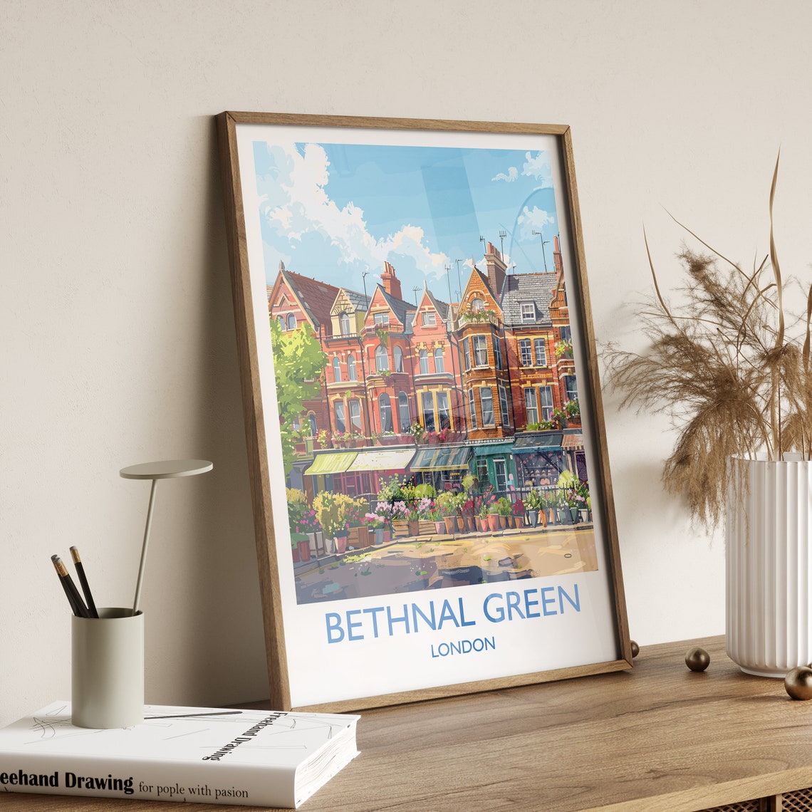 Bethnal Green London Victorian Terraces Flower Market Wall Art - Image 2