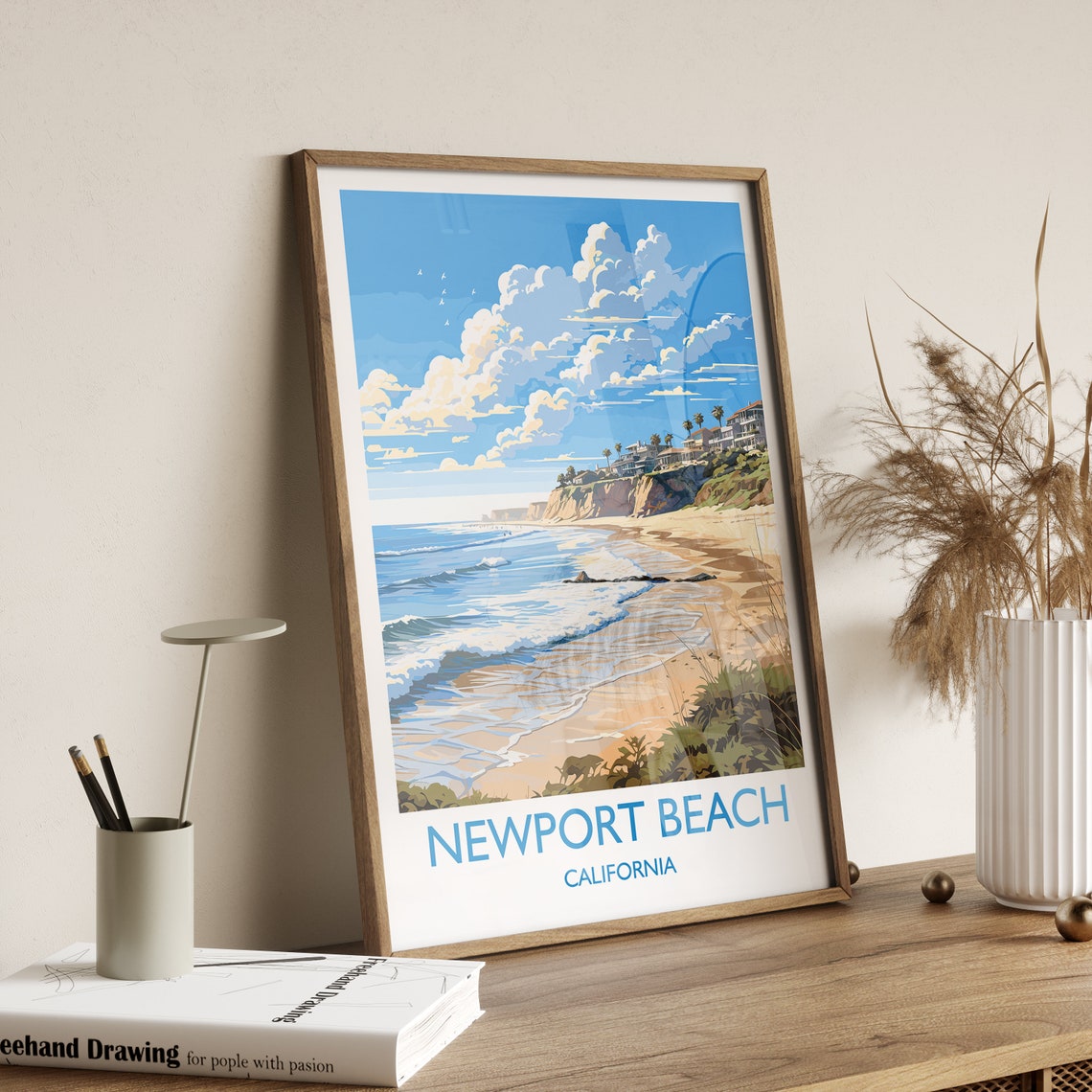 Newport Beach Travel Print Travel Poster Of Newport Beach California Newport Beach Art Lovers Gift Usa Gift Wall Art Print - Image 2