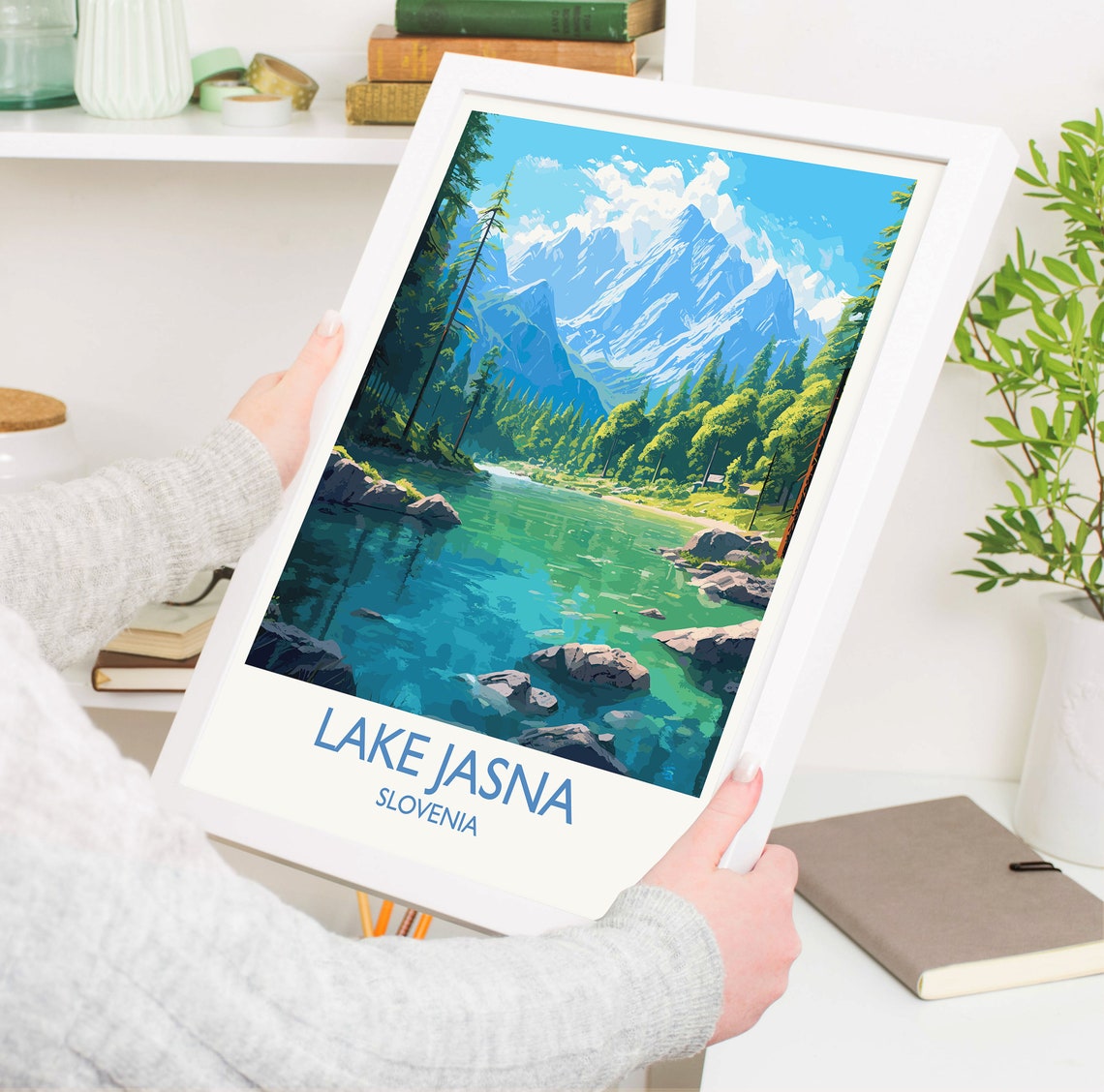 Lake Jasna Travel Poster Travel Print Of Lake Jasna Slovenia Slovenia Art Lake Jasna Gift Wall Art Print - Image 5