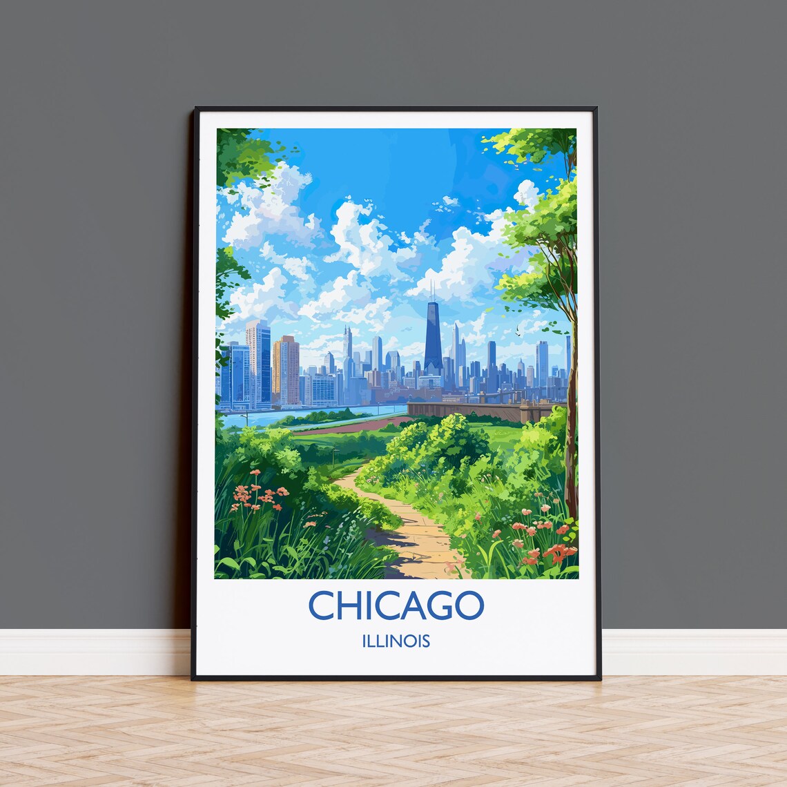 Chicago Travel Print Of Illinois USA Wall Art Print