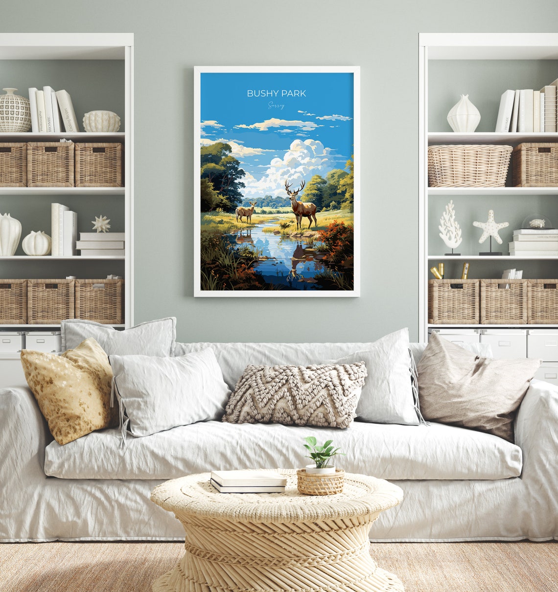 Bushy Park Surrey Red Deer Stag Pond Woodland Wildlife Poster - Image 4