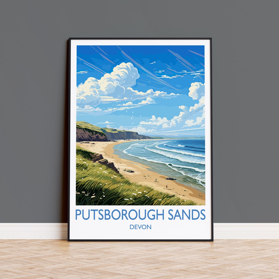 Putsborough Sands Devon Golden Beach Rolling Waves Travel Wall Art