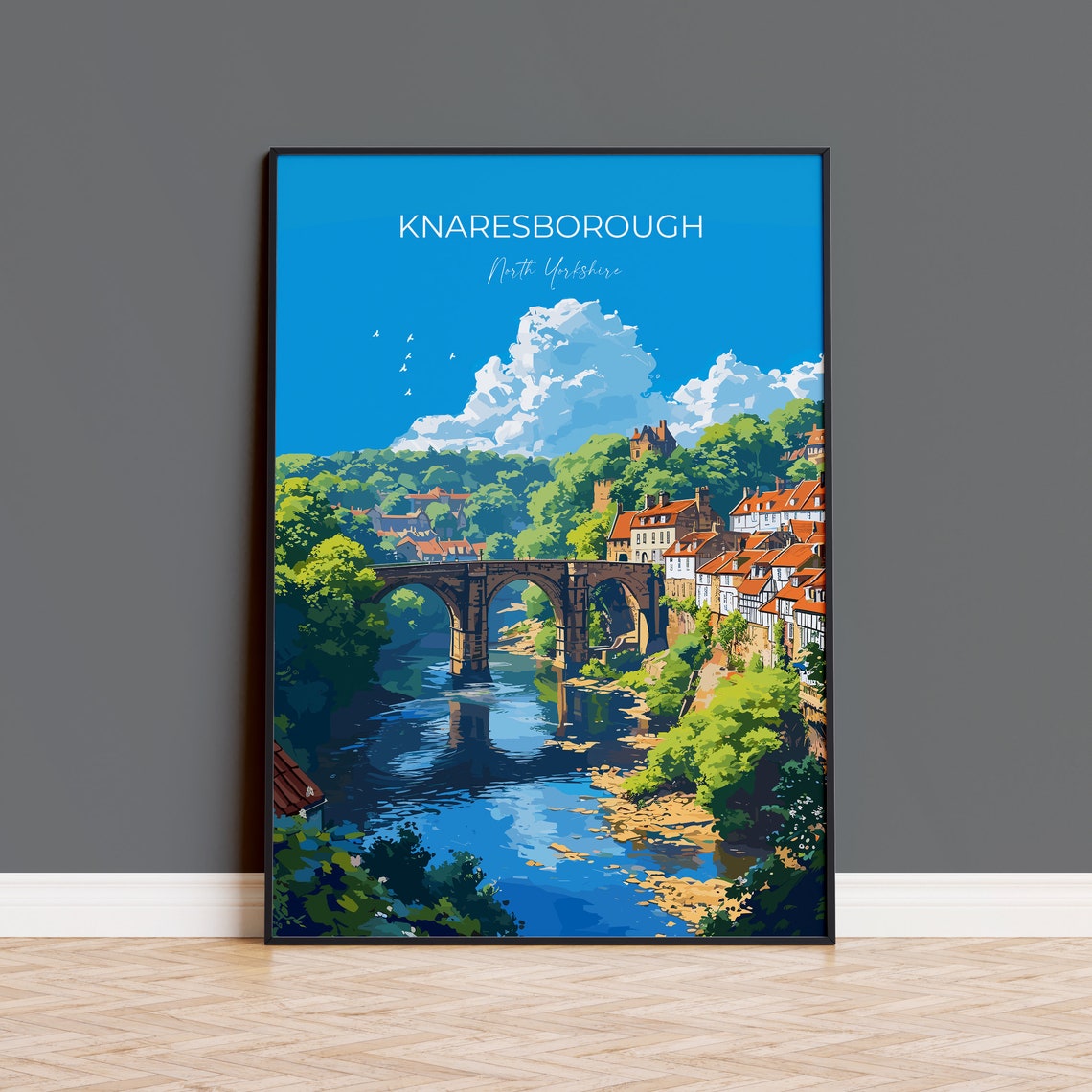 Knaresborough Travel Poster Wall Art Travel Print Of Knaresborough North Yorkshire Gift England Knaresborough Art Lovers Gift