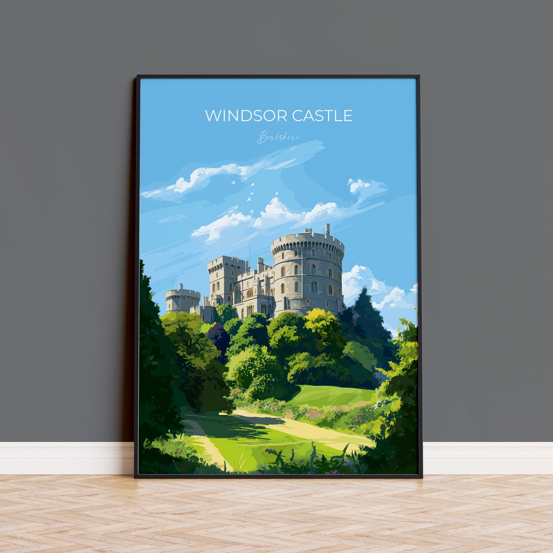 Windsor Castle Berkshire Royal Residence Gardens Travel Poster