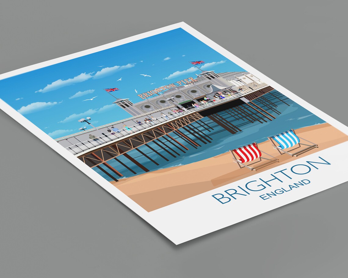 Brighton Travel Poster, Brighton Pier England UK - Image 2