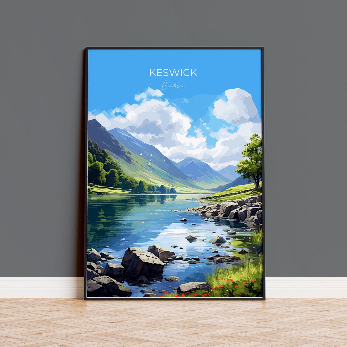 Keswick Travel Poster, England Cumbria Art Print