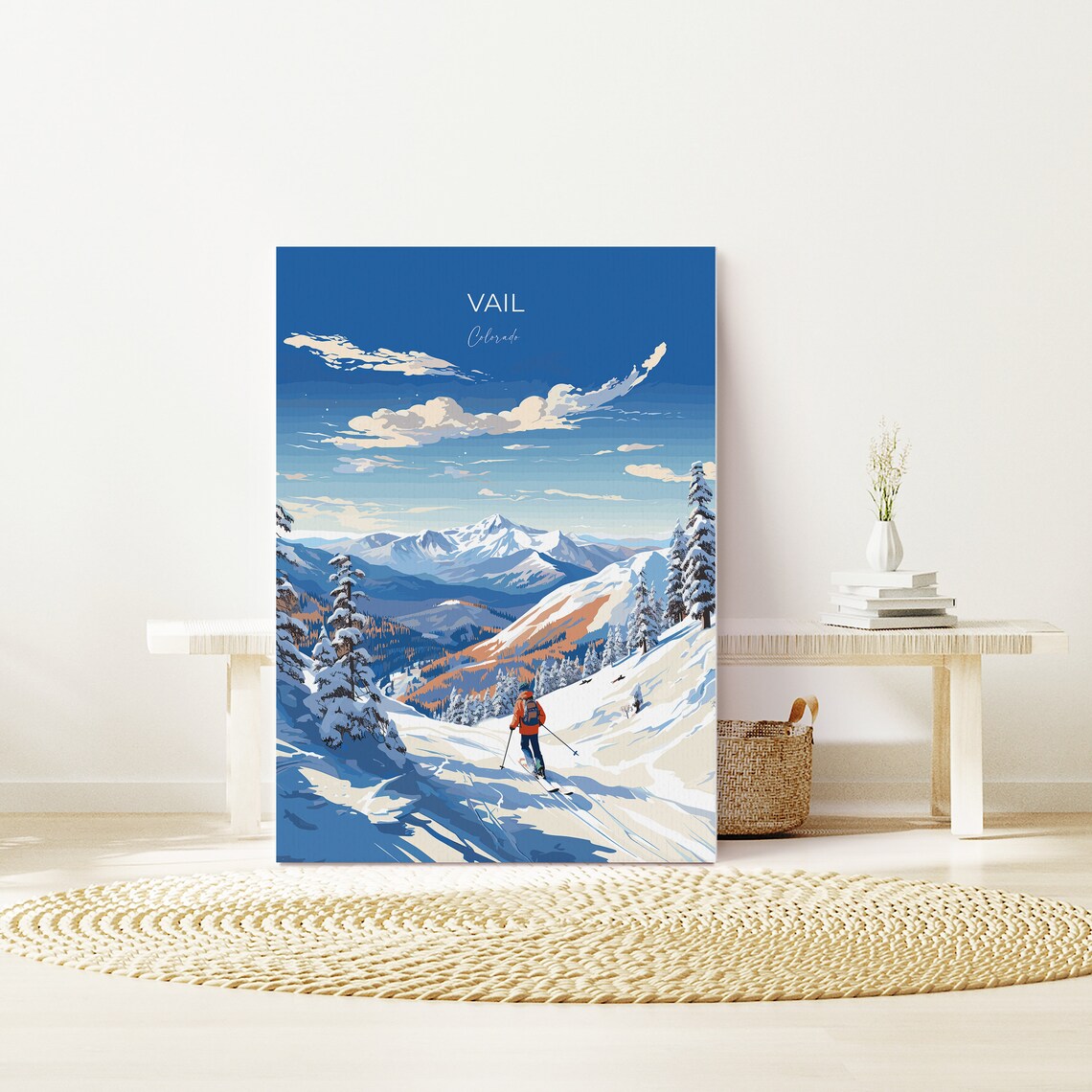 Vail Colorado Ski Resort Snowy Valley Peaks Winter Scene Poster - Image 3