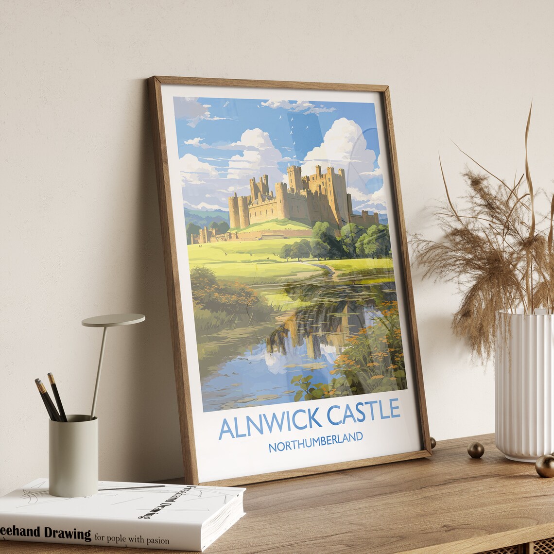 Alnwick Castle Travel Poster, Northumberland England - Image 3