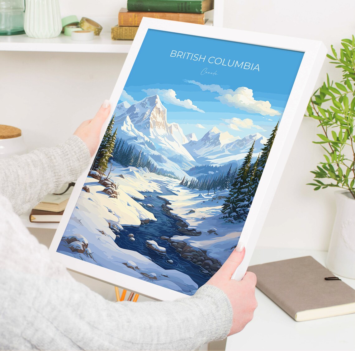 British Columbia Wall Art Travel Print Travel Poster Of British Columbia British Columbia Art Lovers Gift Canada Winter Art Travel Gift - Image 5