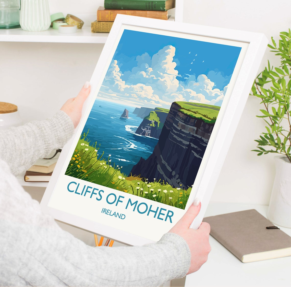 Cliffs of Moher Ireland Dramatic Sea Cliffs Wildflower Travel Poster - Image 5