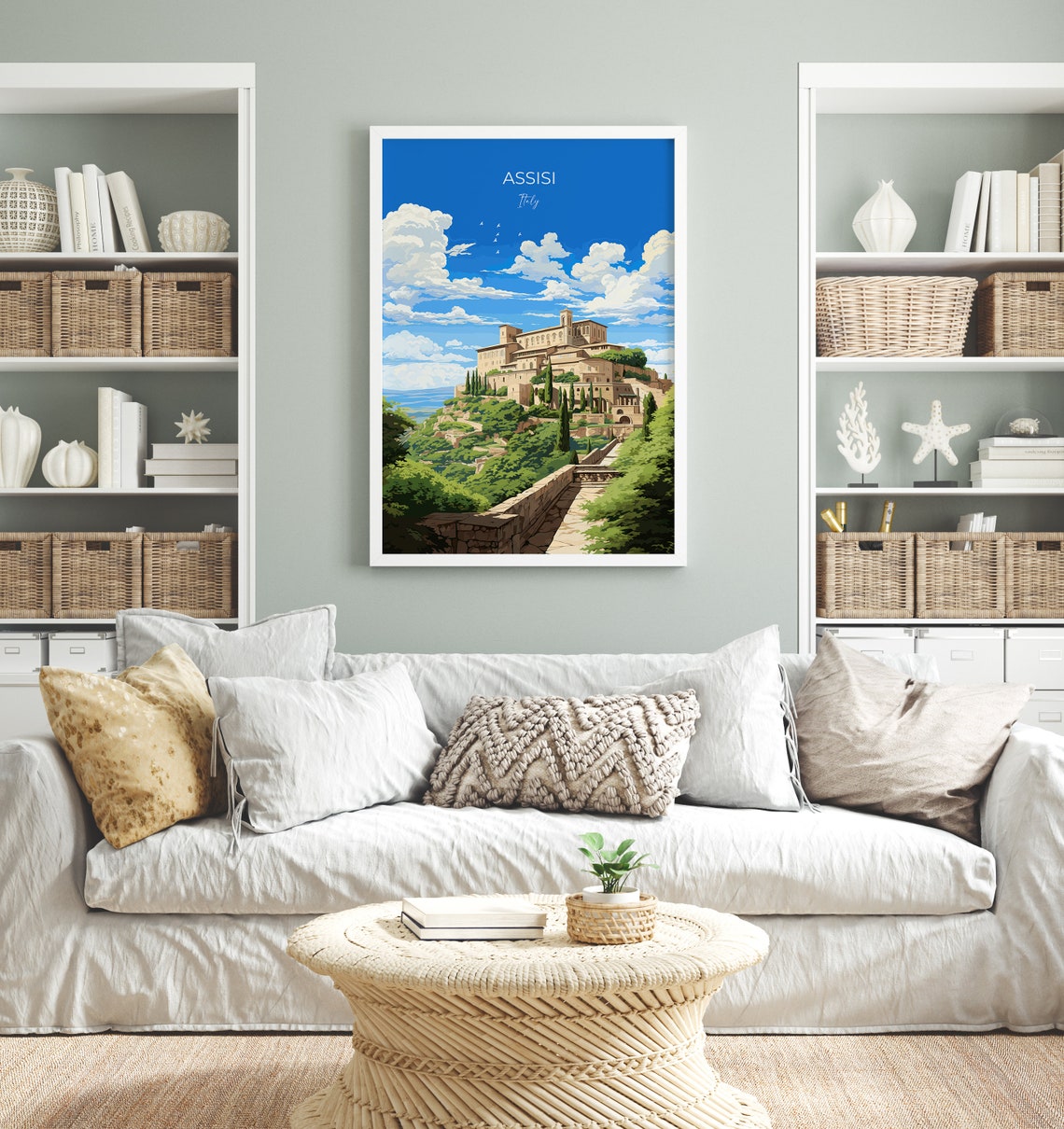 Assisi Italy Basilica Hill Town Cypress Path View Travel Poster - Image 4