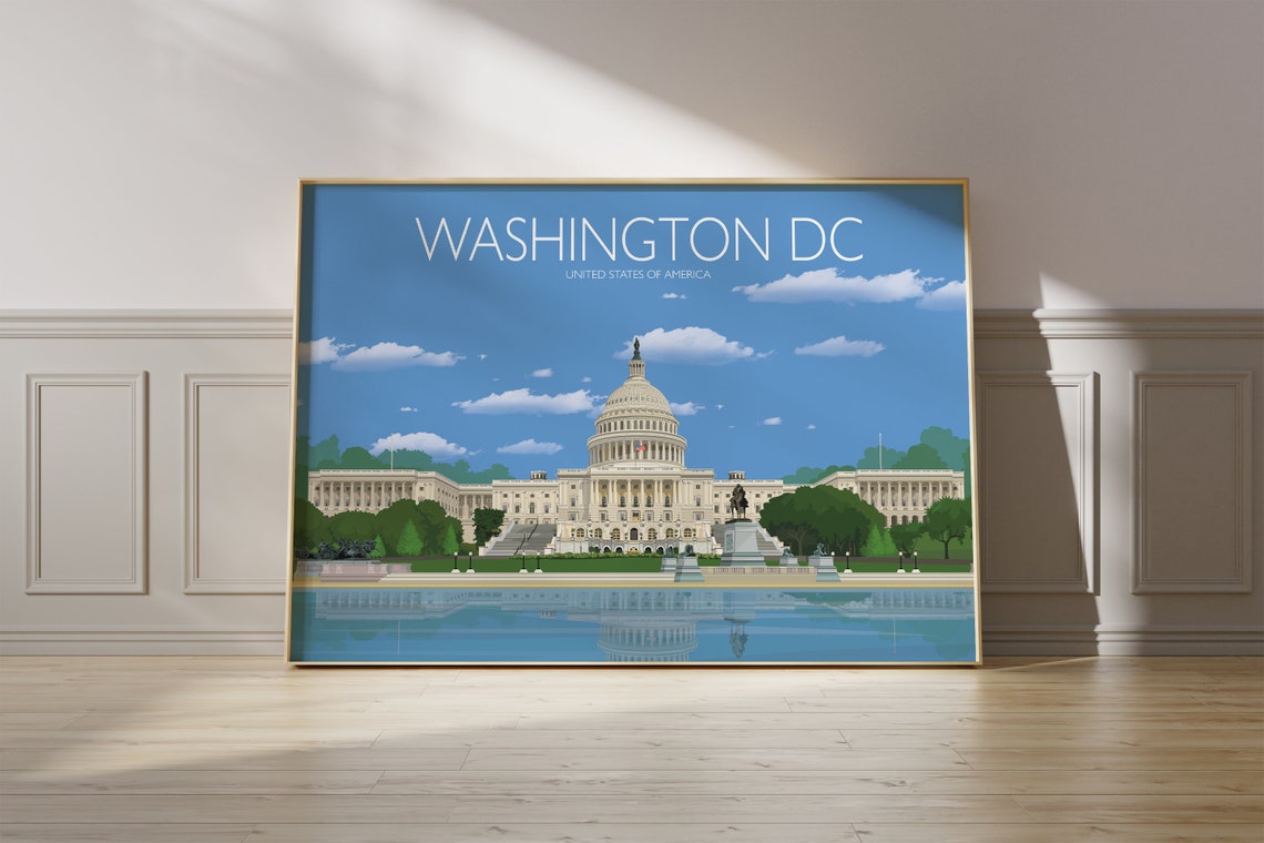 Washington DC Capitol Building Panorama Landmark City Poster