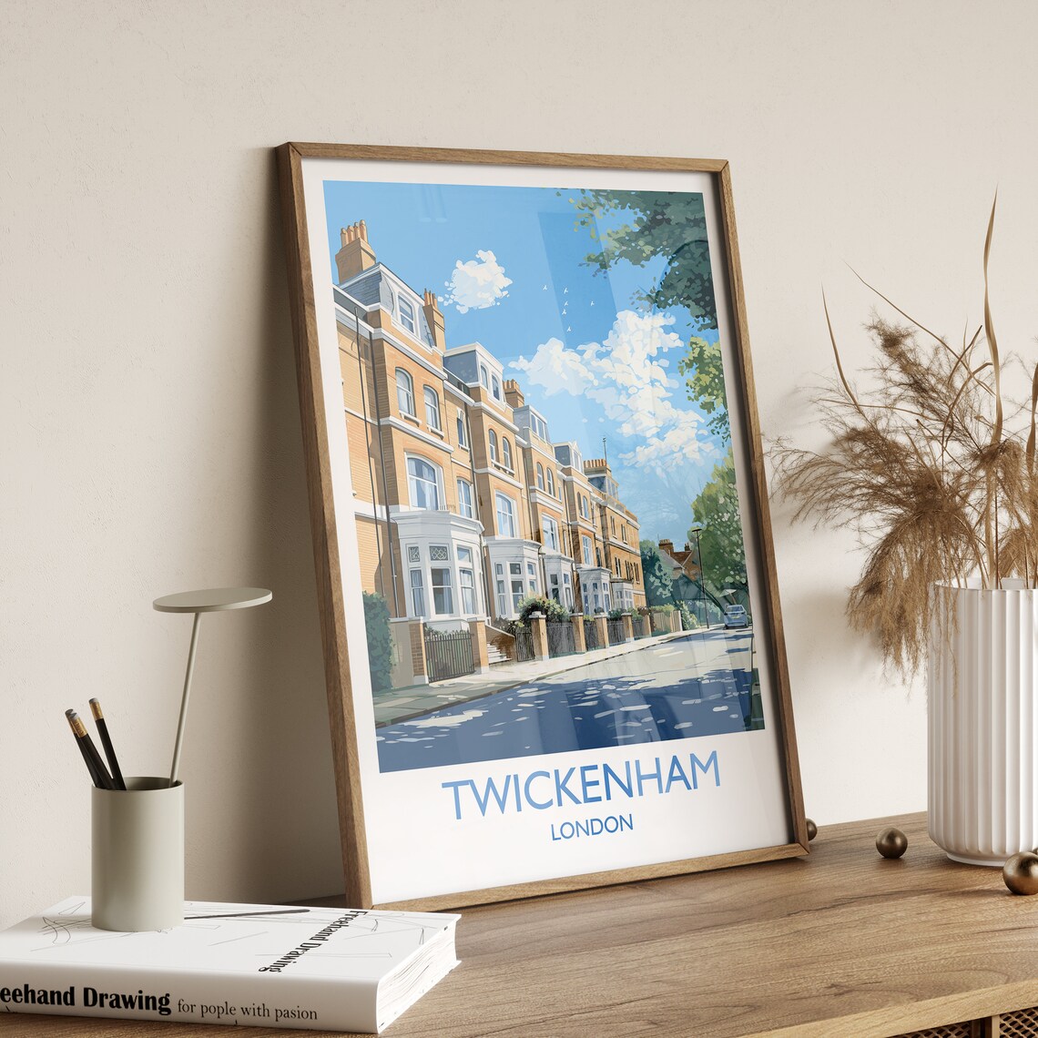 Twickenham London Victorian Terrace Street Summer Day Travel Poster - Image 2