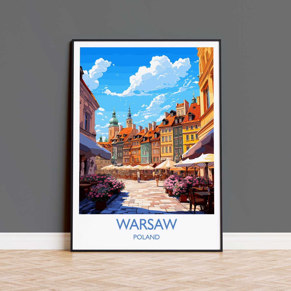 Warsaw Travel Print Travel Poster Of Warsaw Poland Poster Warsaw Art Gift Poland Art Lovers Travel Gift