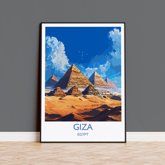 Giza Travel Print Travel Poster Of Giza Egypt Art Lovers Gift Giza Pyramids Wall Art