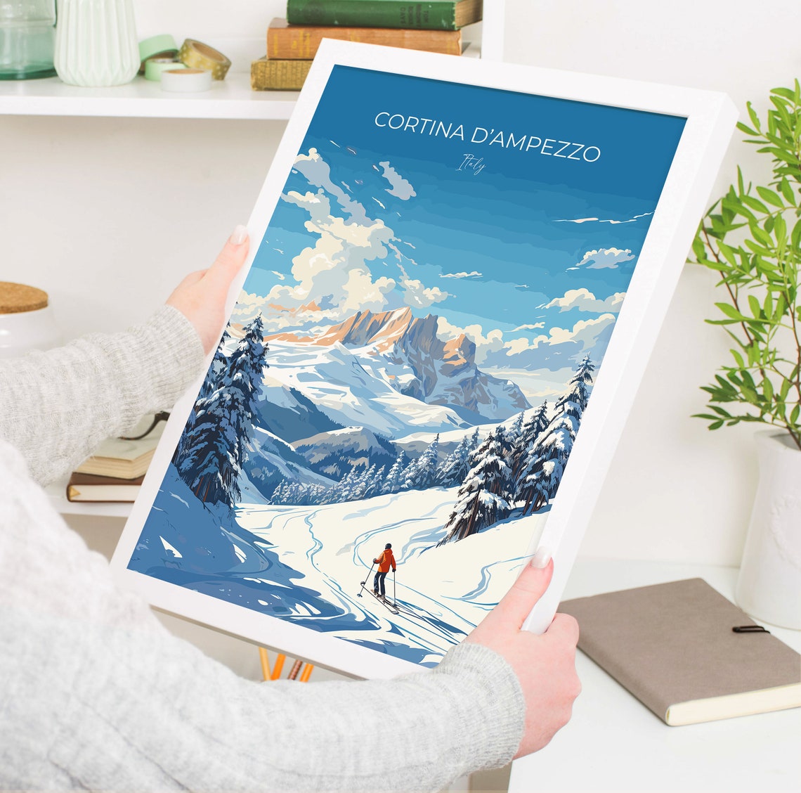 Cortina Dampezzo Wall Art Travel Poster Travel Print Of Cortina Dampezzo Ski Poster Art Gift Italy Dolomites Ski Art Travel Lovers Gift - Image 5