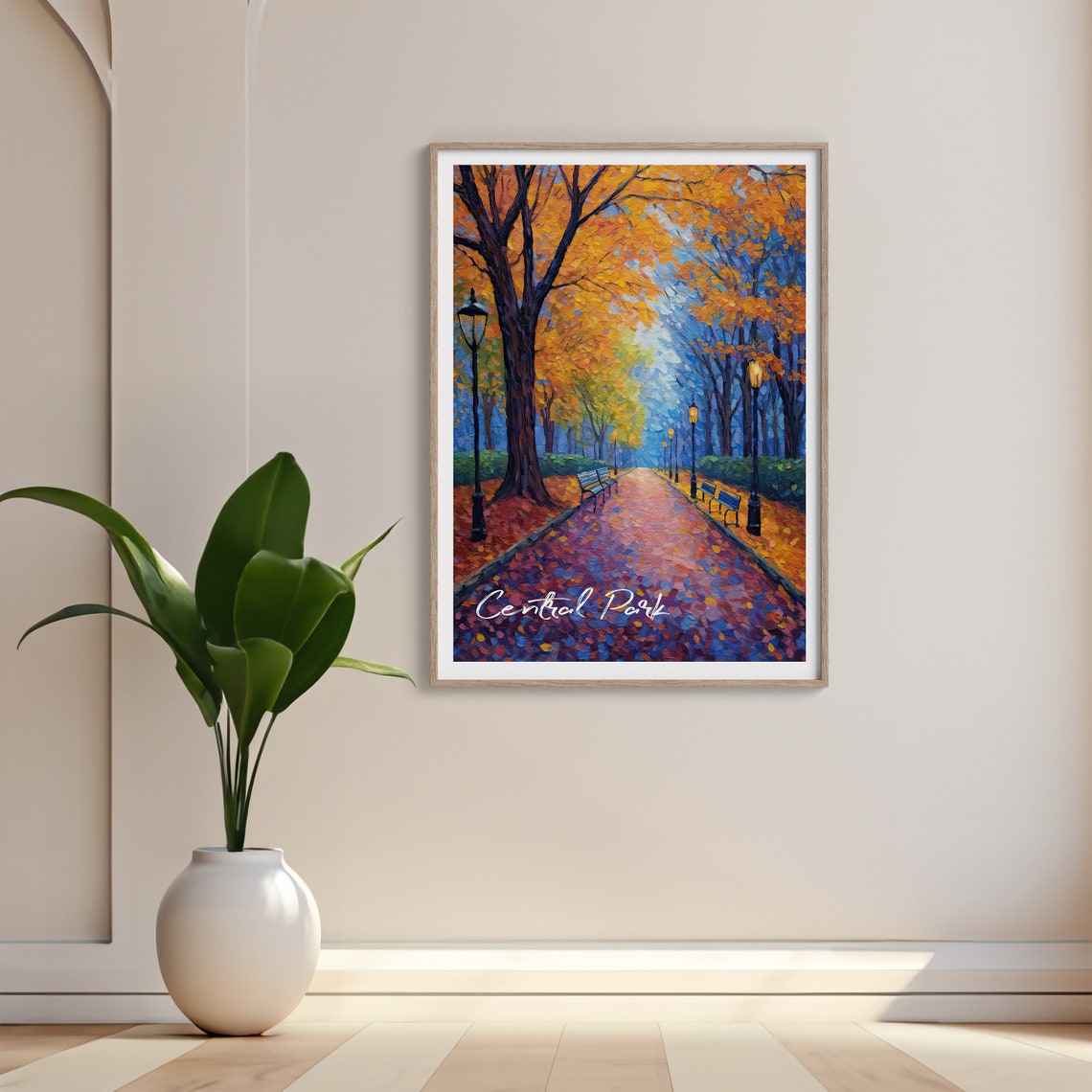 Central Park New York Autumn Path Impressionist Oil Painting Poster - Image 5