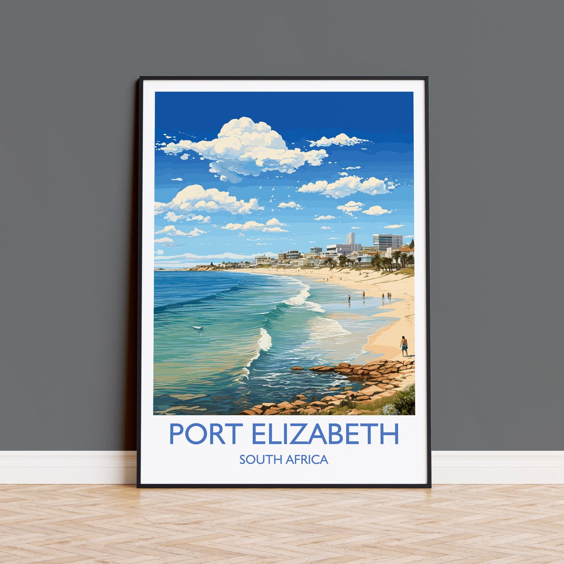 Port Elizabeth Travel Print Travel Poster Of Port Elizabeth Port Elizabeth Art Lovers Gift South Africa Gift Wall Art Print