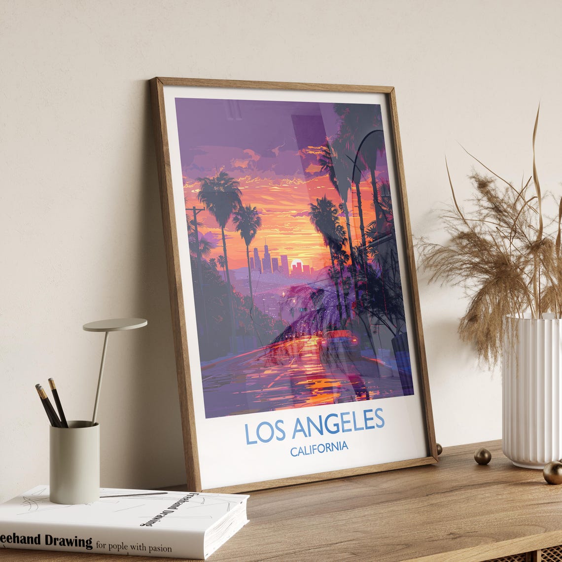 Los Angeles Travel Print Travel Poster Of Los Angeles California Los Angeles Art Lovers Gift Usa Gift Wall Art Print - Image 2