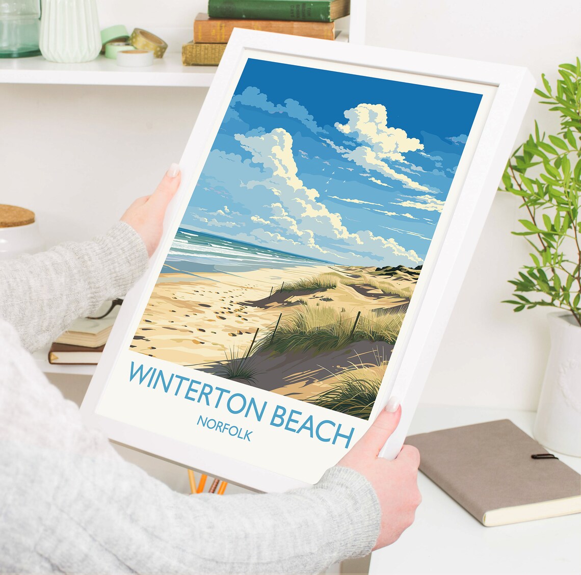 Winterton Beach Travel Print Travel Poster Of Winterton Beach Norfolk England Winterton Beach Gift Norfolk Art Gift Wall Art Print - Image 3