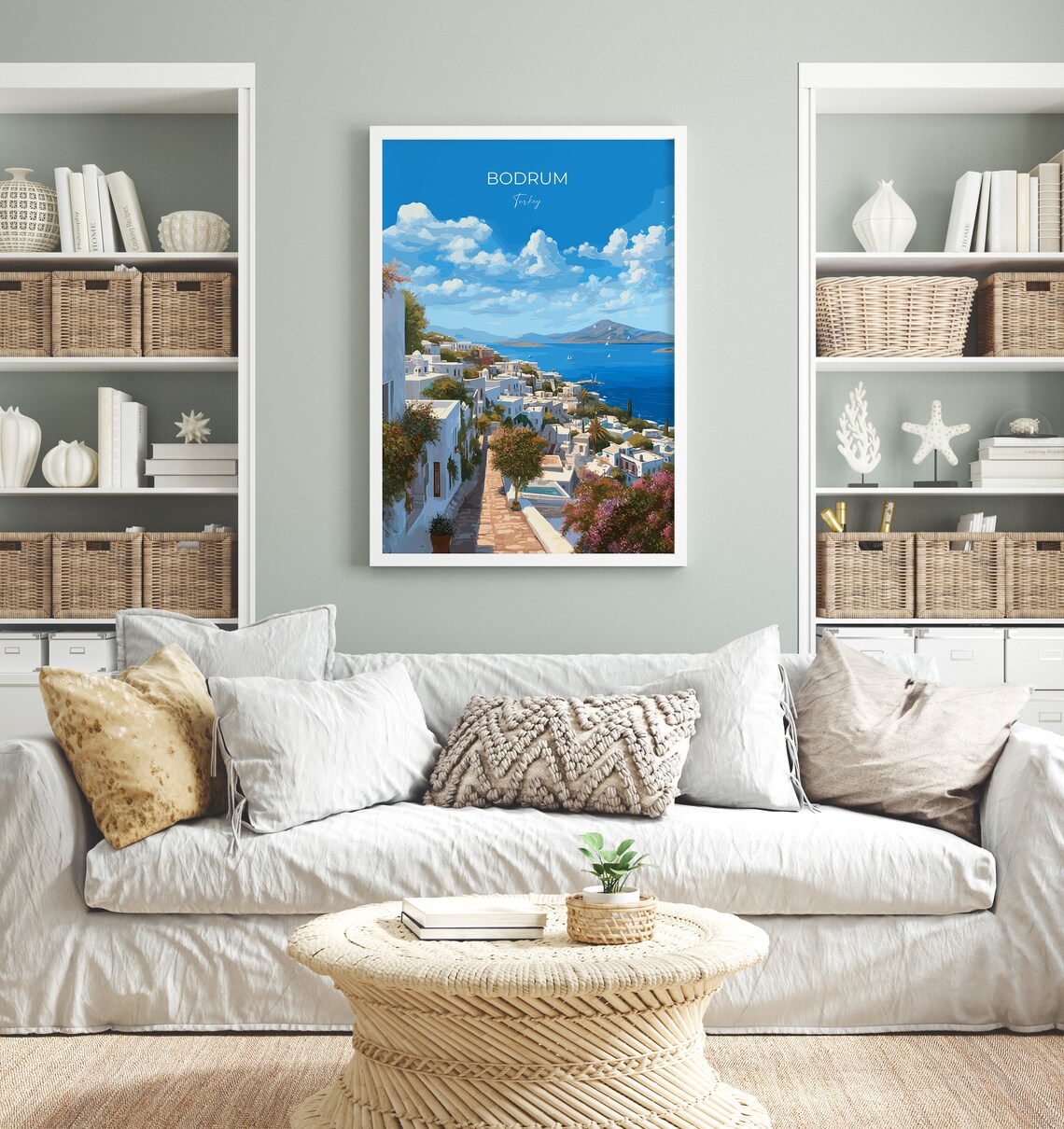 Bodrum Turkey Aegean White Old Town Coastline View Travel Poster - Image 4