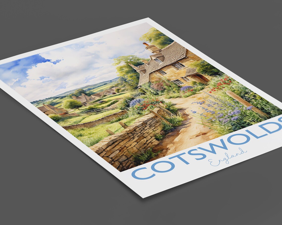 Cotswolds Travel Poster, England Watercolor Print - Image 2