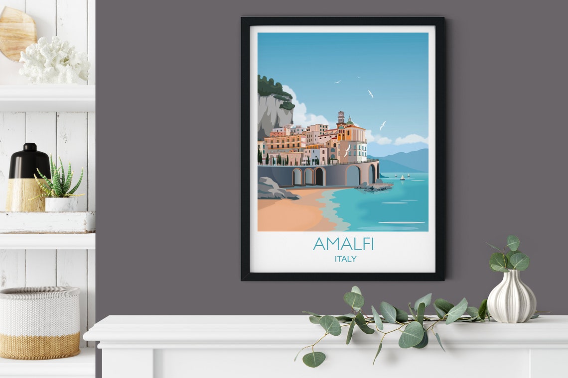 Amalfi Italy Coastal Town Cliffs Turquoise Sea Travel Poster - Image 3