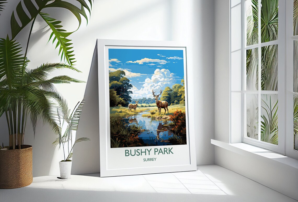 Bushy Park Travel Poster, Surrey London England - Image 3