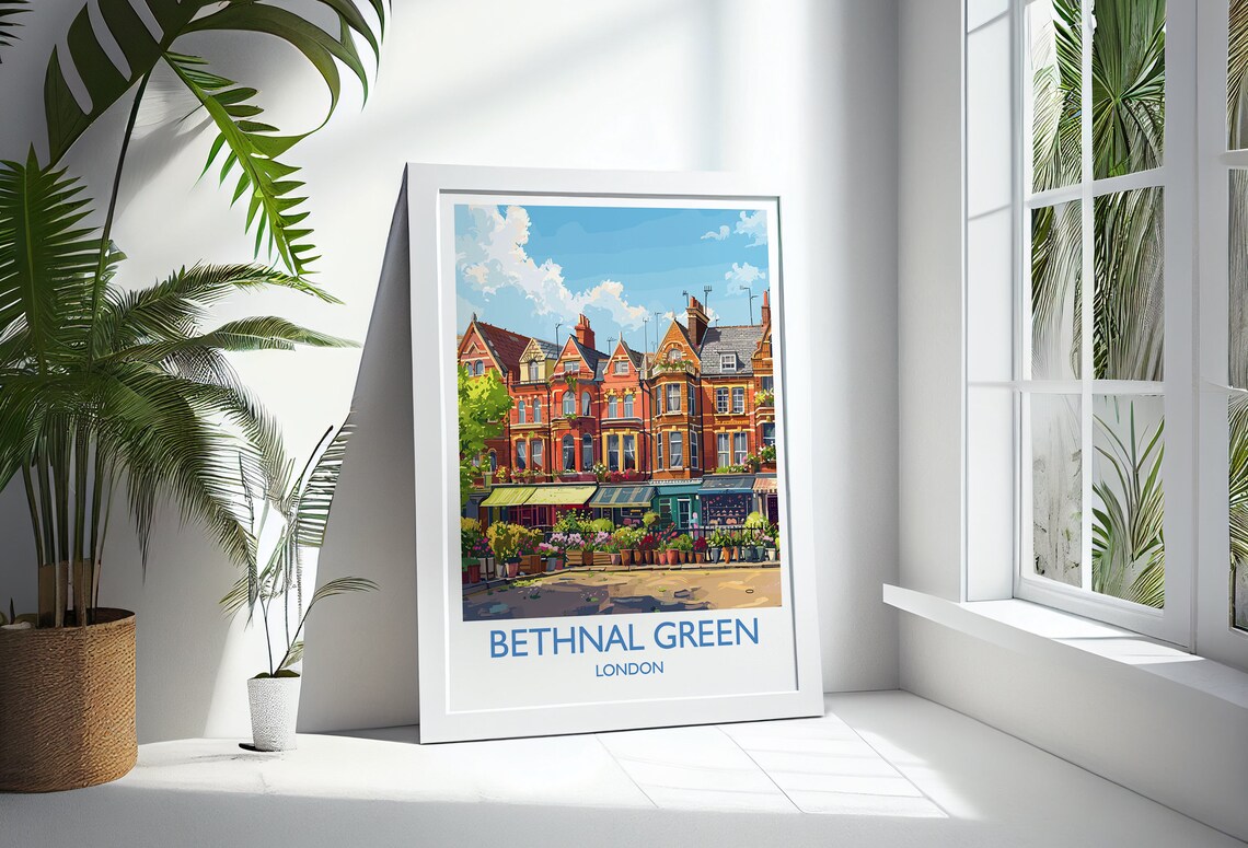Bethnal Green London Victorian Terraces Flower Market Wall Art - Image 3