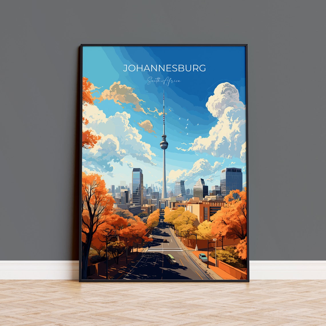 Johannesburg Travel Poster Travel Print Of Johannesburg Johannesburg Art Lovers Gift South Africa Gift Wall Art Print