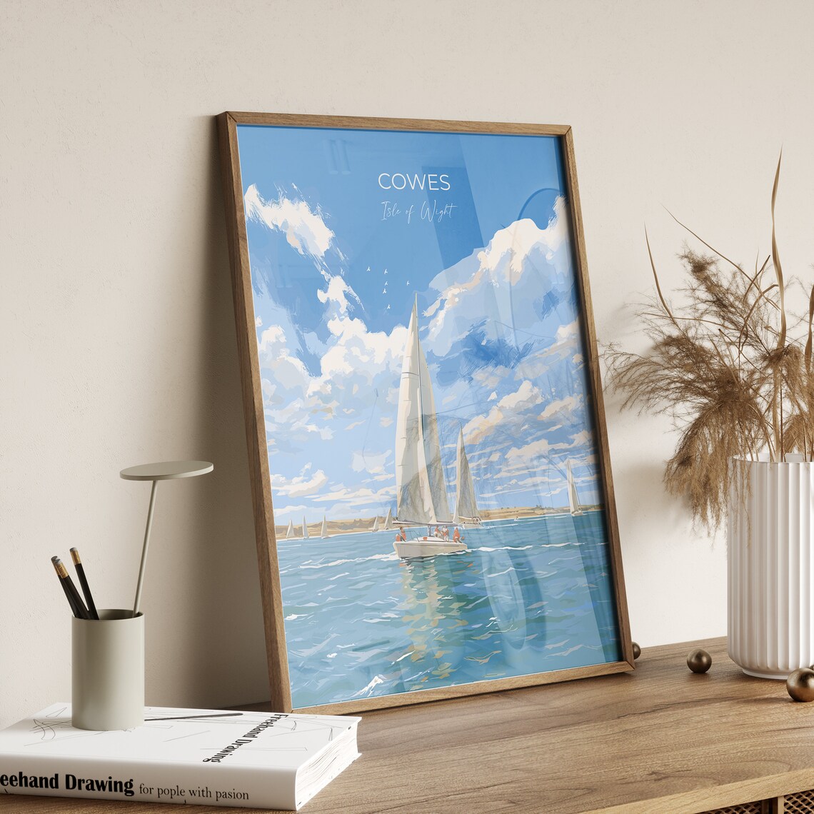 Cowes Isle of Wight Sailboats Regatta Ocean Sailing Art Poster - Image 3